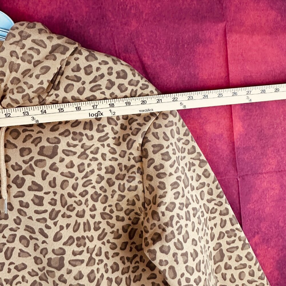 SHEIN WOMEN'S PULLOVER HOODIE, CHEETAH PRINT, KANGAROO POCKETS, SOFT FLEECE, L - Picture 5 of 10